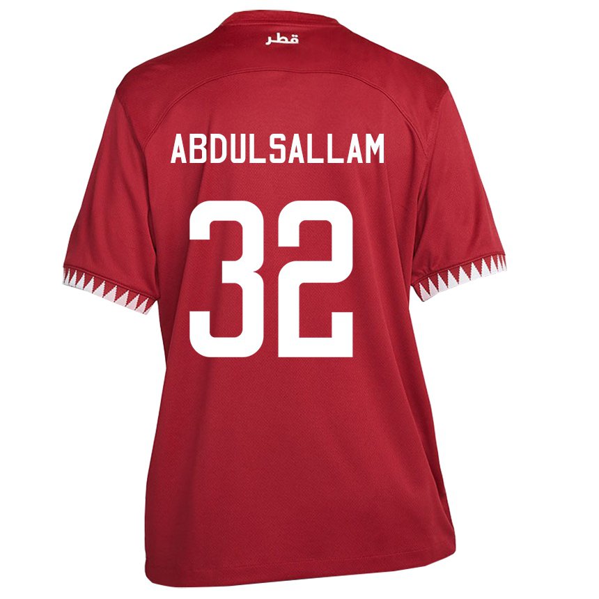 Herren Katarische Jassem Gaber Abdulsallam #32 Kastanienbraun Heimtrikot Trikot 22-24 T-shirt