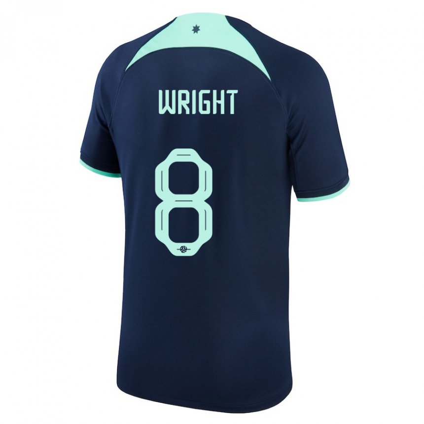 Herren Australische Bailey Wright #8 Dunkelblau Auswärtstrikot Trikot 22-24 T-shirt