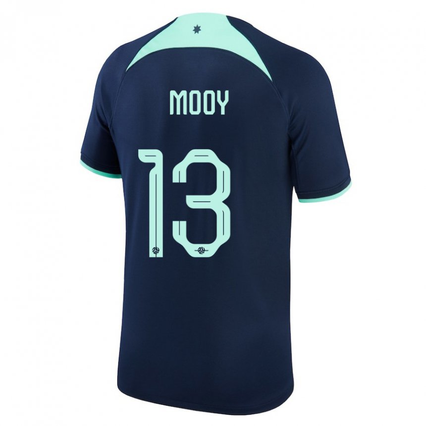 Herren Australische Aaron Mooy #13 Dunkelblau Auswärtstrikot Trikot 22-24 T-shirt