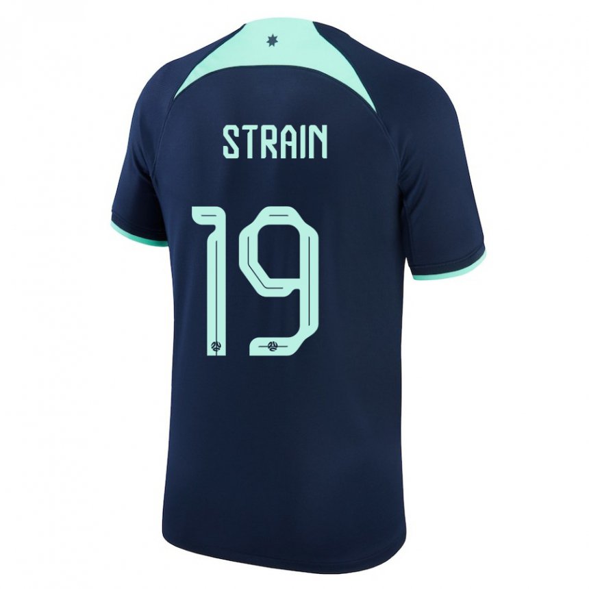 Herren Australische Ryan Strain #19 Dunkelblau Auswärtstrikot Trikot 22-24 T-shirt