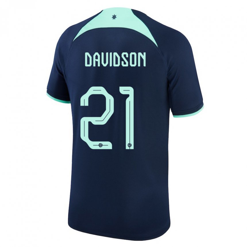 Herren Australische Jason Davidson #21 Dunkelblau Auswärtstrikot Trikot 22-24 T-shirt