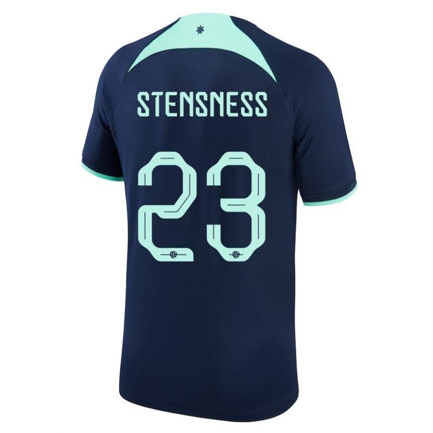 Herren Australische Gianni Stensness #23 Dunkelblau Auswärtstrikot Trikot 22-24 T-shirt