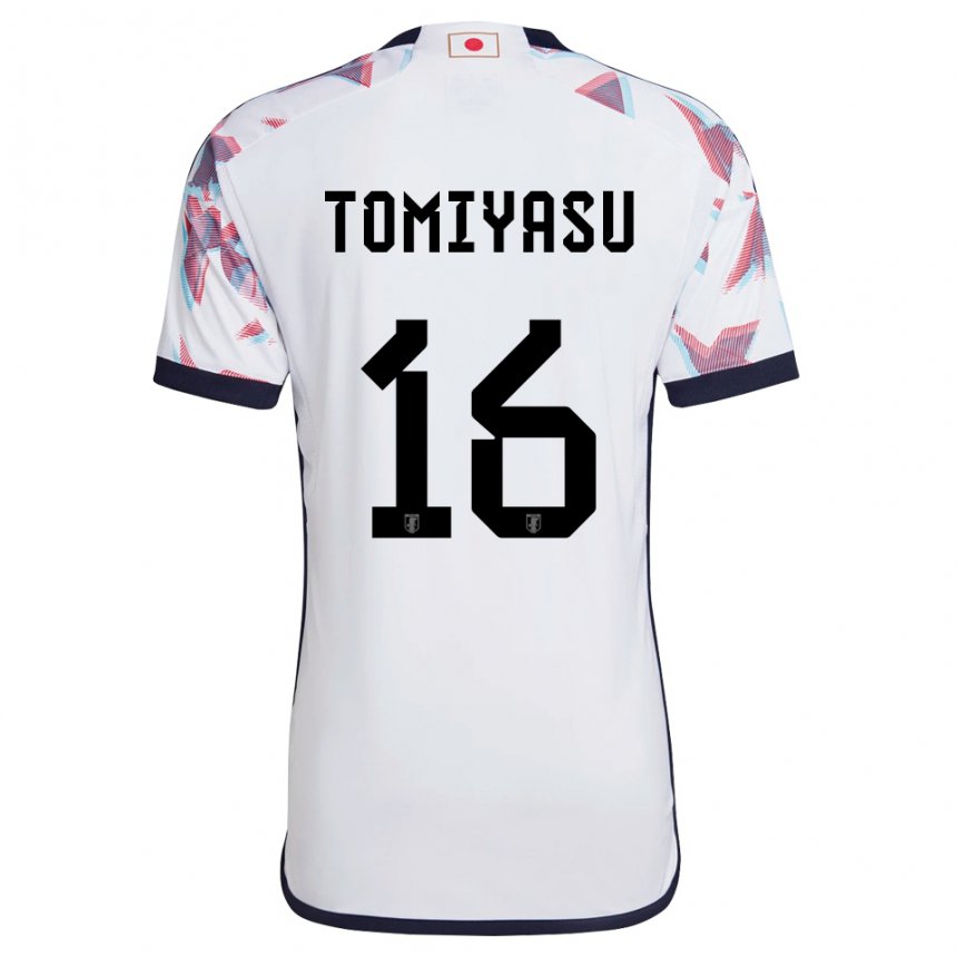 Herren Japanische Takehiro Tomiyasu #16 Weiß Auswärtstrikot Trikot 22-24 T-shirt