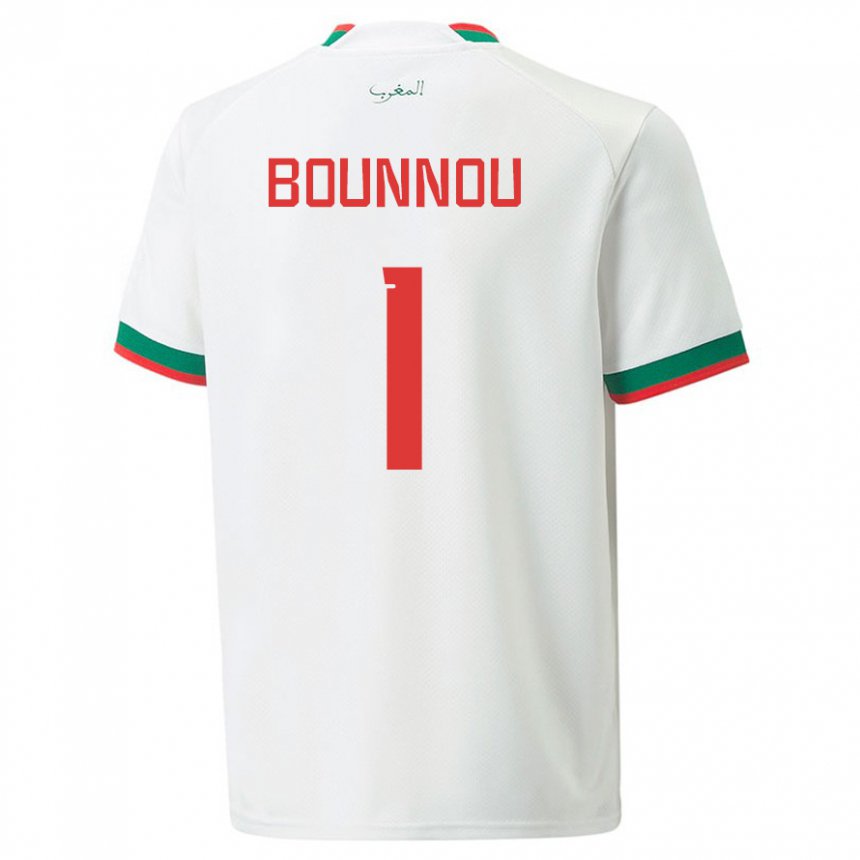 Herren Marokkanische Yassine Bounnou #1 Weiß Auswärtstrikot Trikot 22-24 T-shirt
