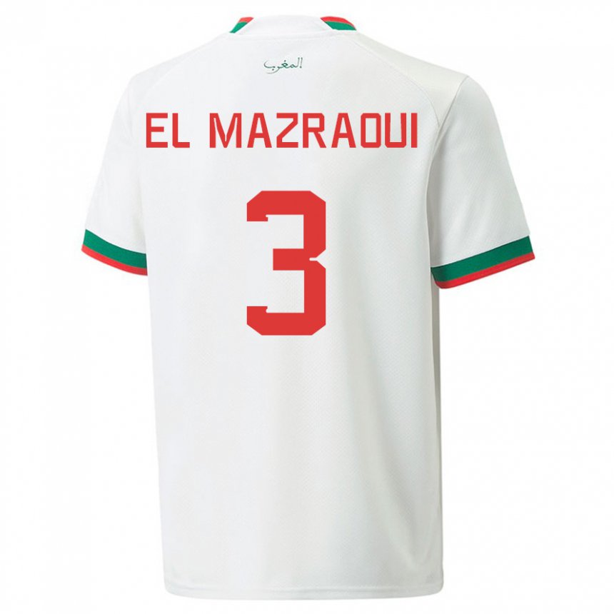 Herren Marokkanische Noussair El Mazraoui #3 Weiß Auswärtstrikot Trikot 22-24 T-shirt