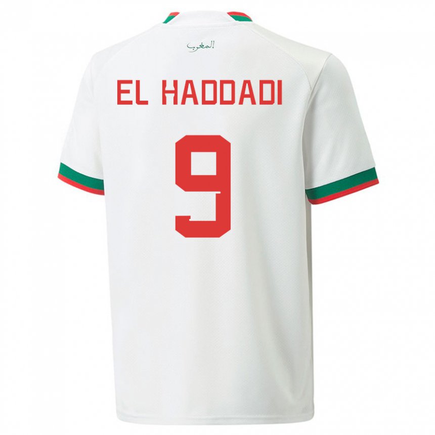 Herren Marokkanische Munir El Haddadi #9 Weiß Auswärtstrikot Trikot 22-24 T-shirt