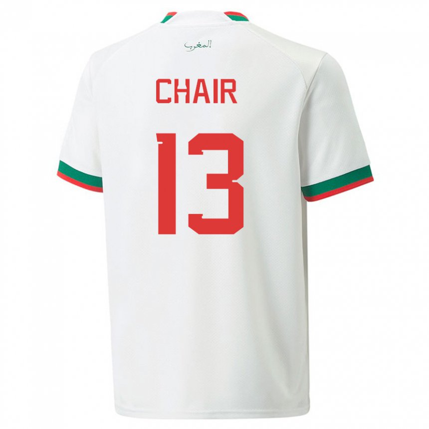 Herren Marokkanische Iliass Chair #13 Weiß Auswärtstrikot Trikot 22-24 T-shirt