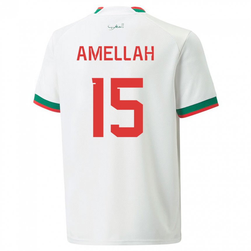 Herren Marokkanische Selim Amellah #15 Weiß Auswärtstrikot Trikot 22-24 T-shirt