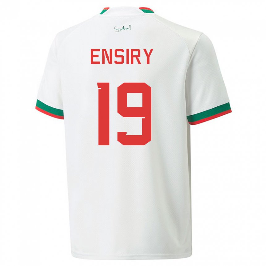 Herren Marokkanische Youssef Ensiry #19 Weiß Auswärtstrikot Trikot 22-24 T-shirt