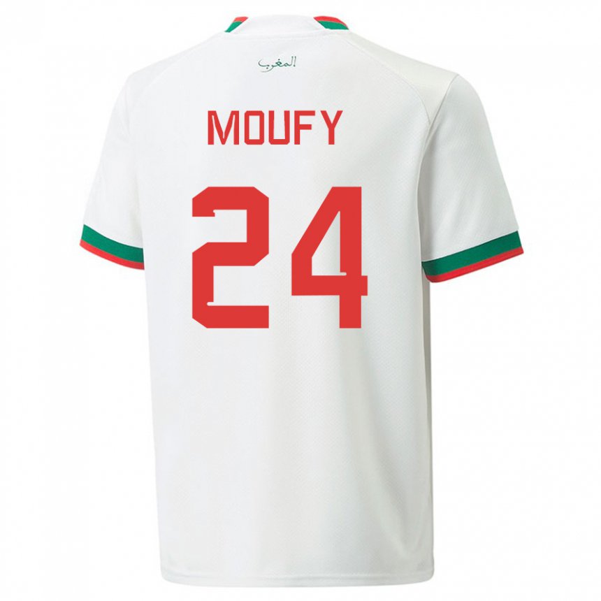 Herren Marokkanische Fahd Moufy #24 Weiß Auswärtstrikot Trikot 22-24 T-shirt
