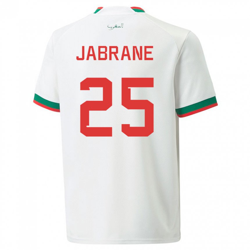 Herren Marokkanische Yahya Jabrane #25 Weiß Auswärtstrikot Trikot 22-24 T-shirt