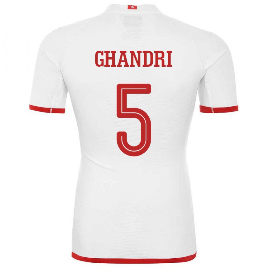 Herren Tunesische Nader Ghandri #5 Weiß Auswärtstrikot Trikot 22-24 T-shirt