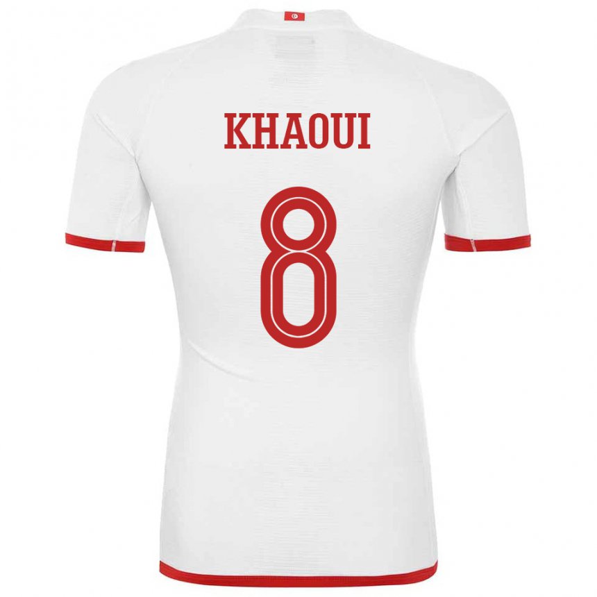 Herren Tunesische Saif Eddine Khaoui #8 Weiß Auswärtstrikot Trikot 22-24 T-shirt