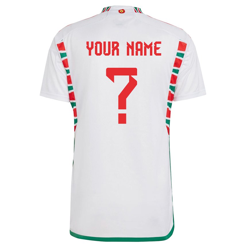 Herren Walisische Ihren Namen #0 Weiß Auswärtstrikot Trikot 22-24 T-shirt