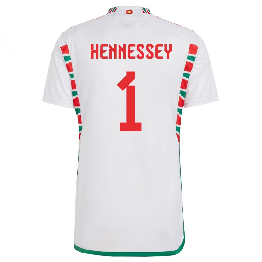 Herren Walisische Wayne Hennessey #1 Weiß Auswärtstrikot Trikot 22-24 T-shirt