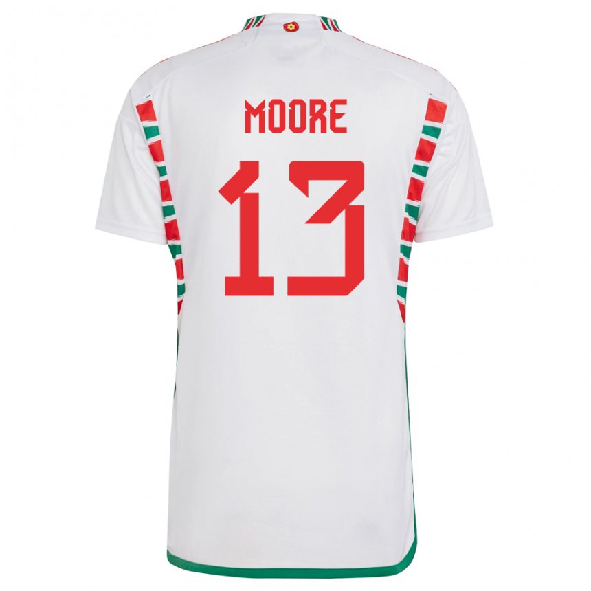 Herren Walisische Kieffer Moore #13 Weiß Auswärtstrikot Trikot 22-24 T-shirt