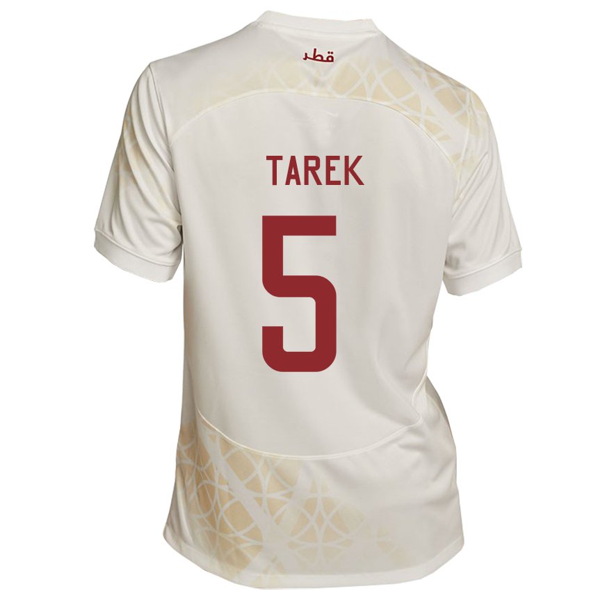 Herren Katarische Tarek Salman #5 Goldbeige Auswärtstrikot Trikot 22-24 T-shirt