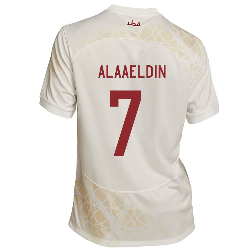 Herren Katarische Ahmed Alaaeldin #7 Goldbeige Auswärtstrikot Trikot 22-24 T-shirt