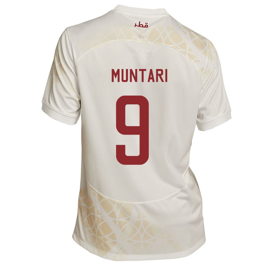 Herren Katarische Mohammed Muntari #9 Goldbeige Auswärtstrikot Trikot 22-24 T-shirt