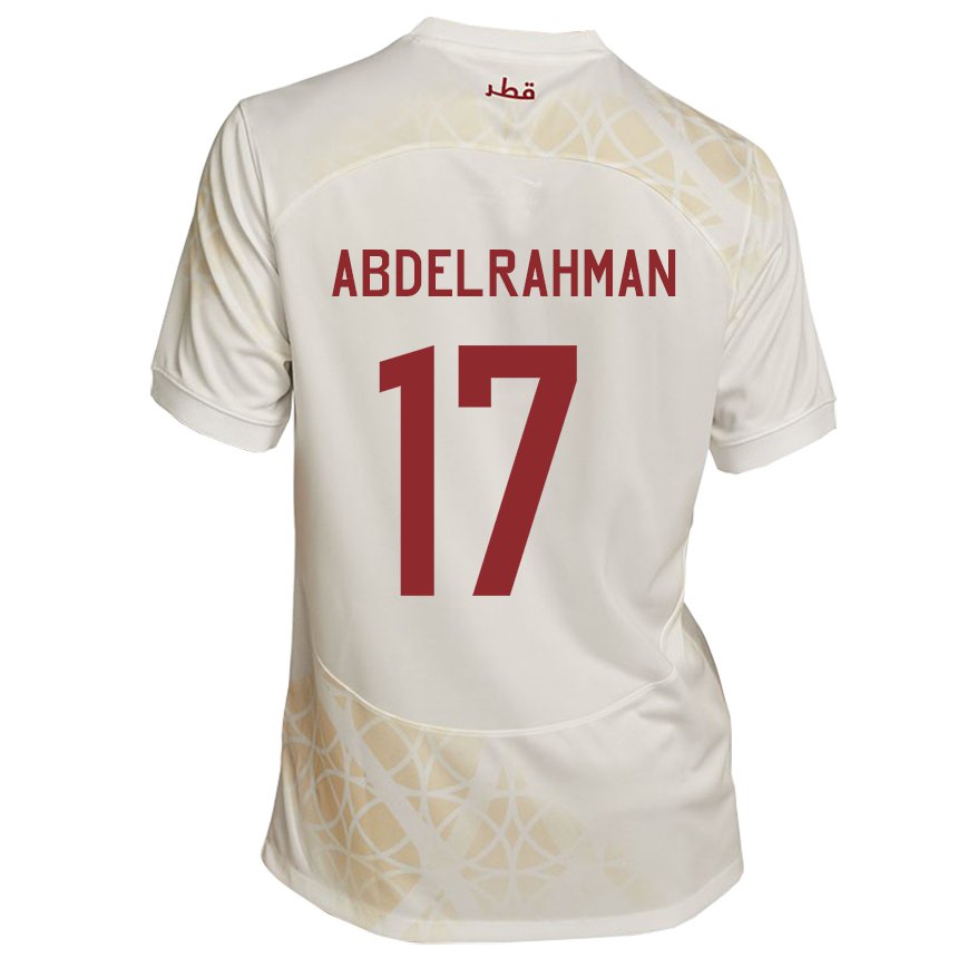 Herren Katarische Abdelrahman Fahmi Moustafa #17 Goldbeige Auswärtstrikot Trikot 22-24 T-shirt