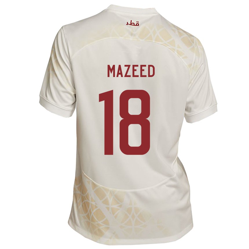 Herren Katarische Khalid Muneer Ali #18 Goldbeige Auswärtstrikot Trikot 22-24 T-shirt