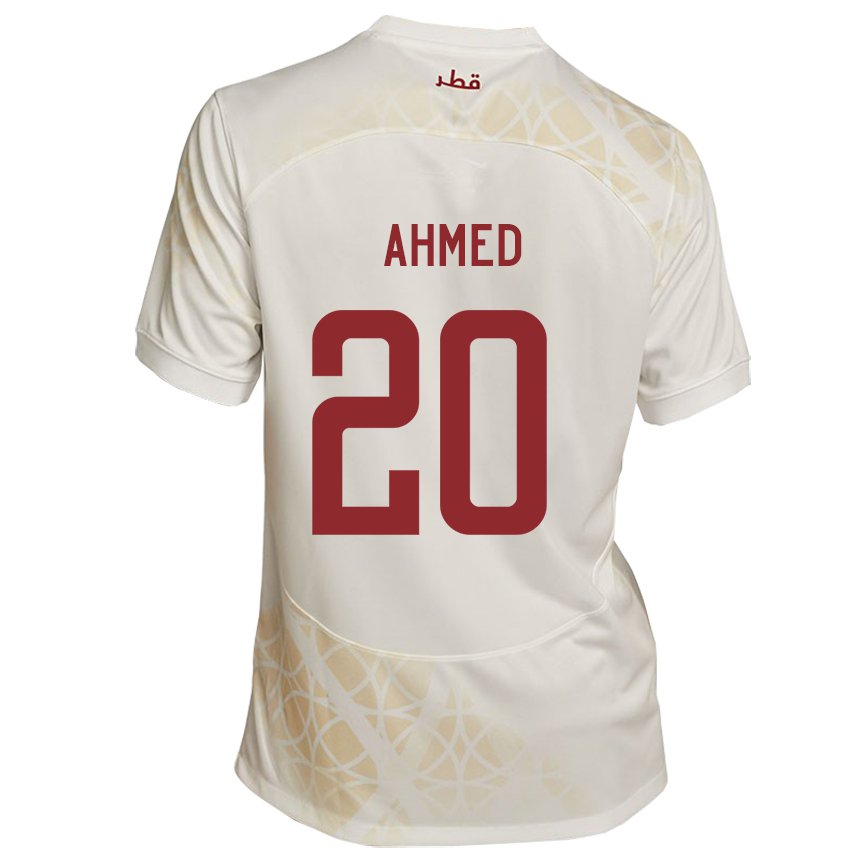 Herren Katarische Ahmed Fadel Hasaba #20 Goldbeige Auswärtstrikot Trikot 22-24 T-shirt