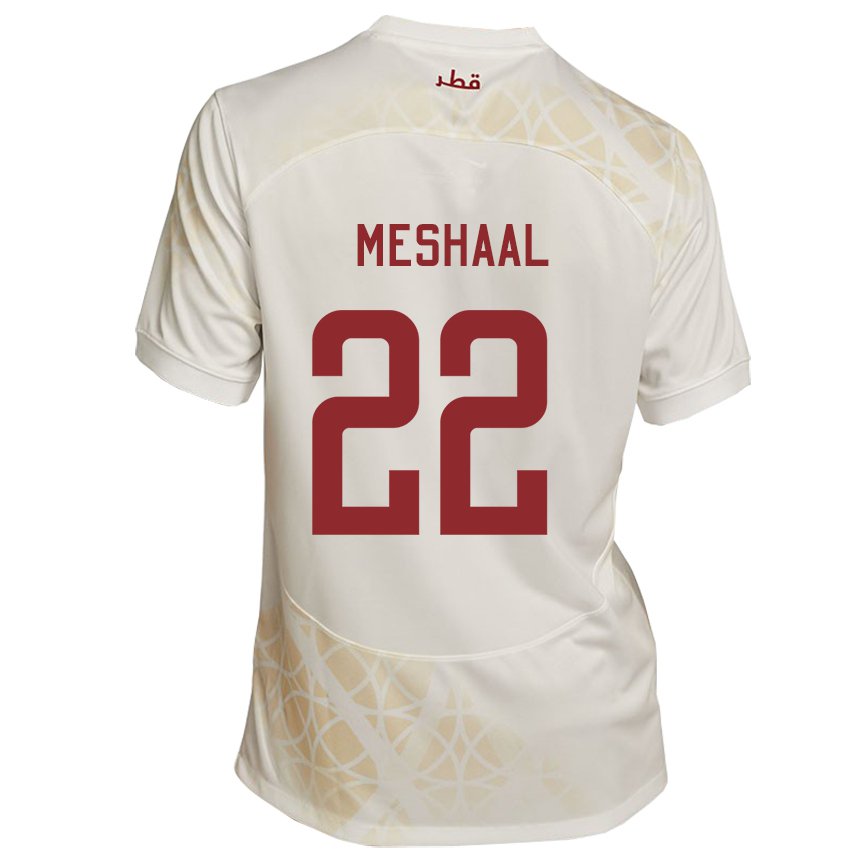 Herren Katarische Meshaal Barsham #22 Goldbeige Auswärtstrikot Trikot 22-24 T-shirt