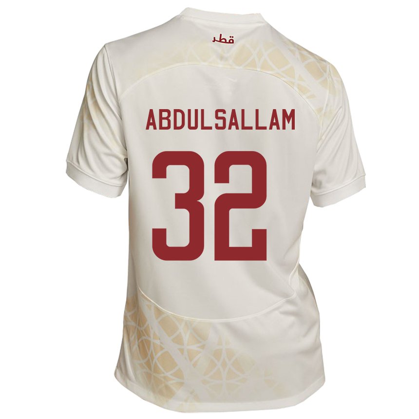 Herren Katarische Jassem Gaber Abdulsallam #32 Goldbeige Auswärtstrikot Trikot 22-24 T-shirt