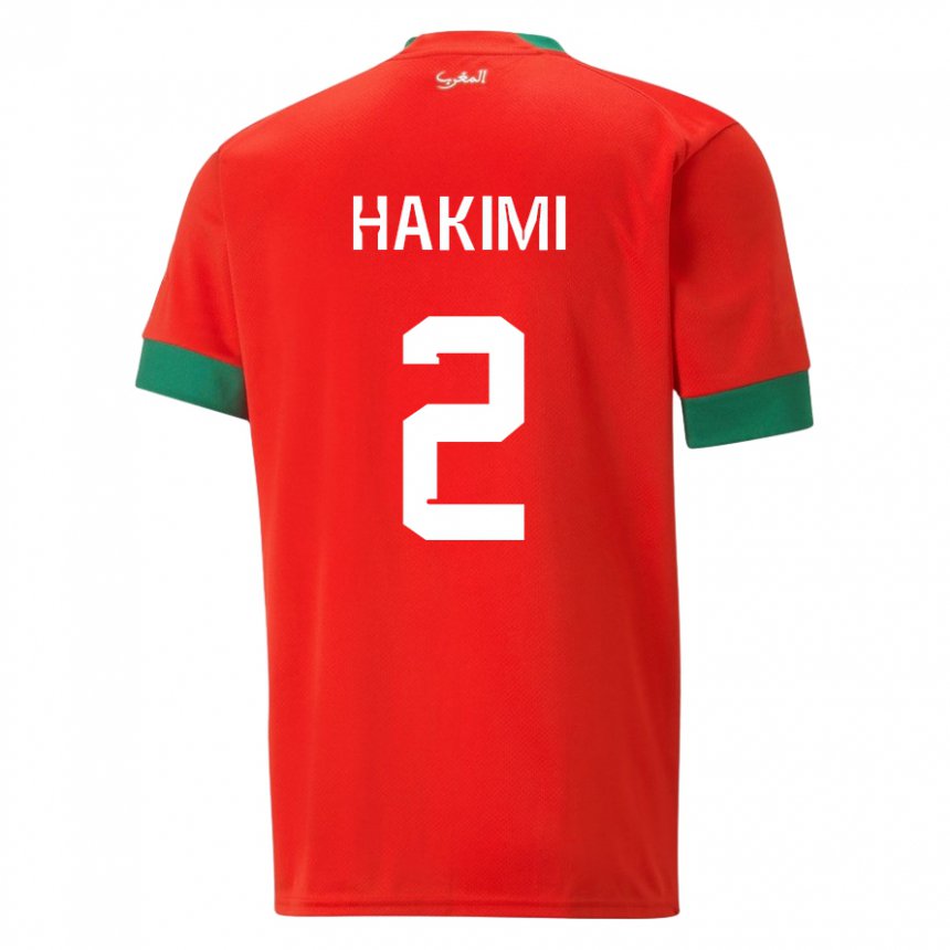 Damen Marokkanische Achraf Hakimi #2 Rot Heimtrikot Trikot 22-24 T-shirt