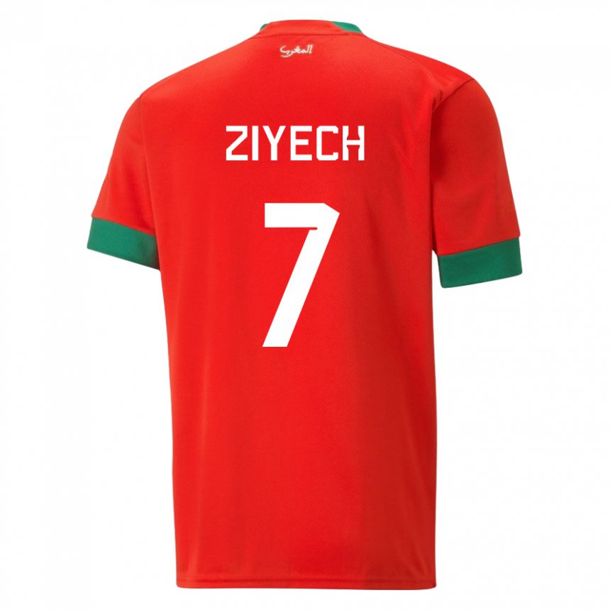 Damen Marokkanische Hakim Ziyech #7 Rot Heimtrikot Trikot 22-24 T-shirt