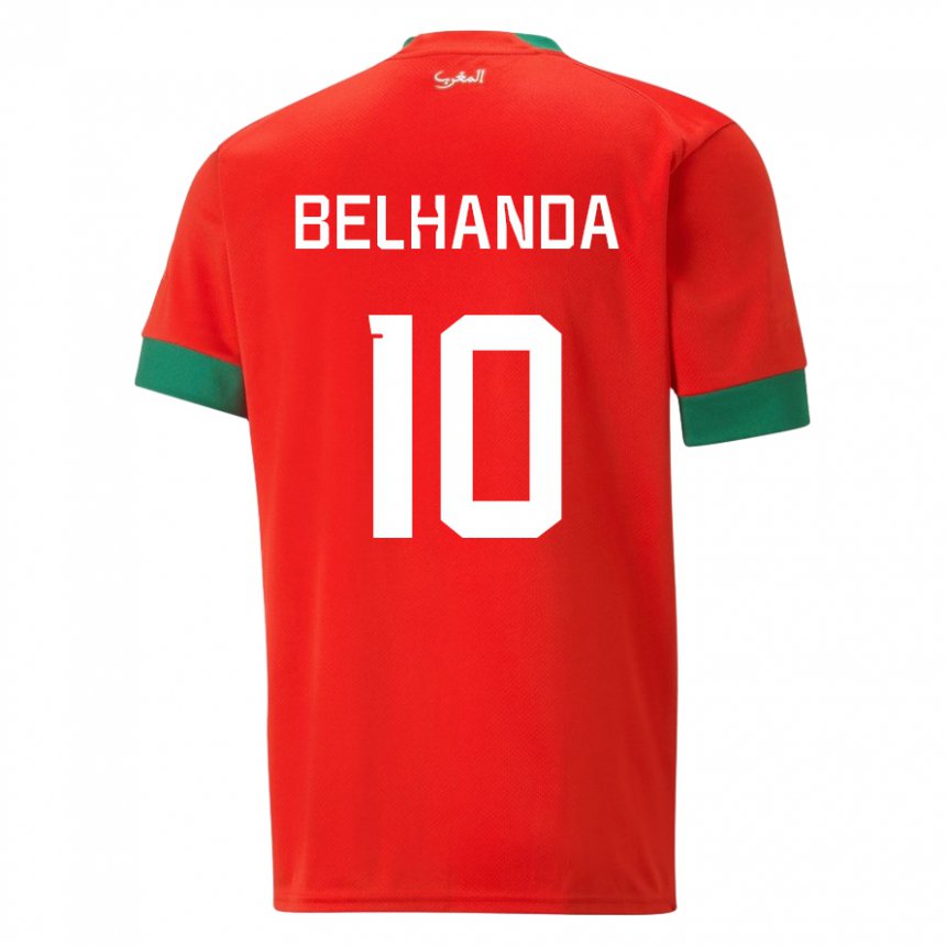 Damen Marokkanische Youness Belhanda #10 Rot Heimtrikot Trikot 22-24 T-shirt