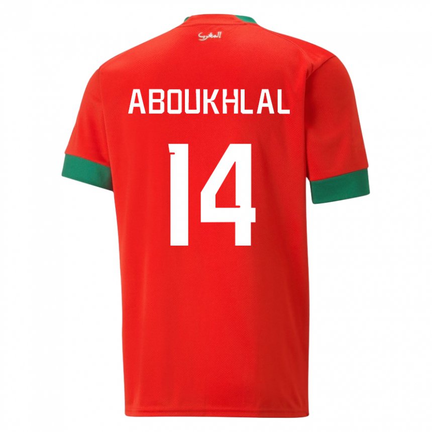 Damen Marokkanische Zakaria Aboukhlal #14 Rot Heimtrikot Trikot 22-24 T-shirt