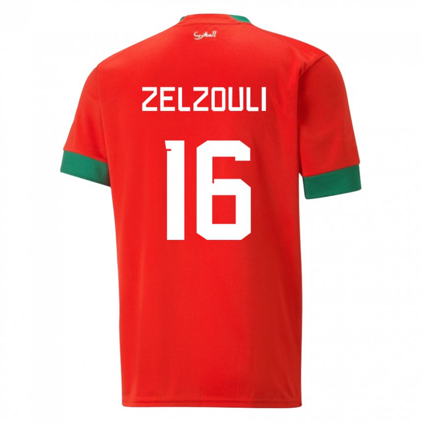 Damen Marokkanische Abdessamad Zelzouli #16 Rot Heimtrikot Trikot 22-24 T-shirt