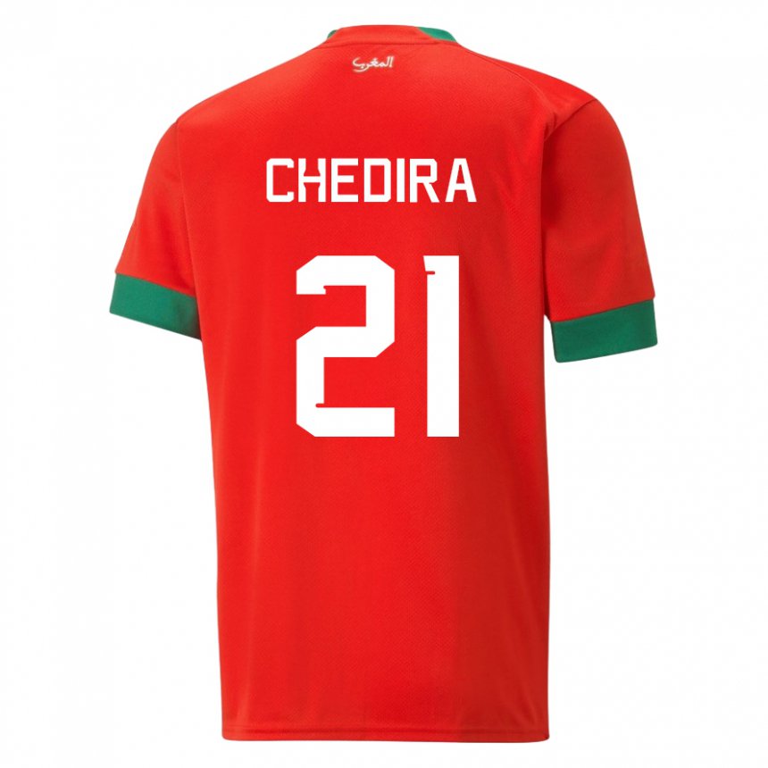 Damen Marokkanische Walid Chedira #21 Rot Heimtrikot Trikot 22-24 T-shirt