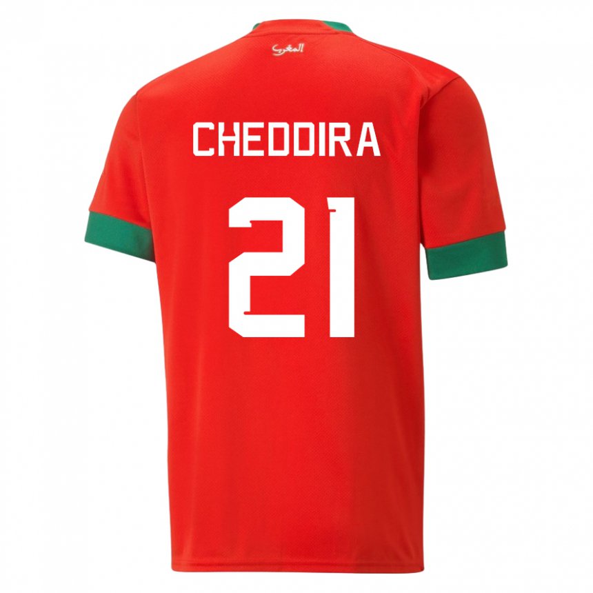 Damen Marokkanische Walid Cheddira #21 Rot Heimtrikot Trikot 22-24 T-shirt