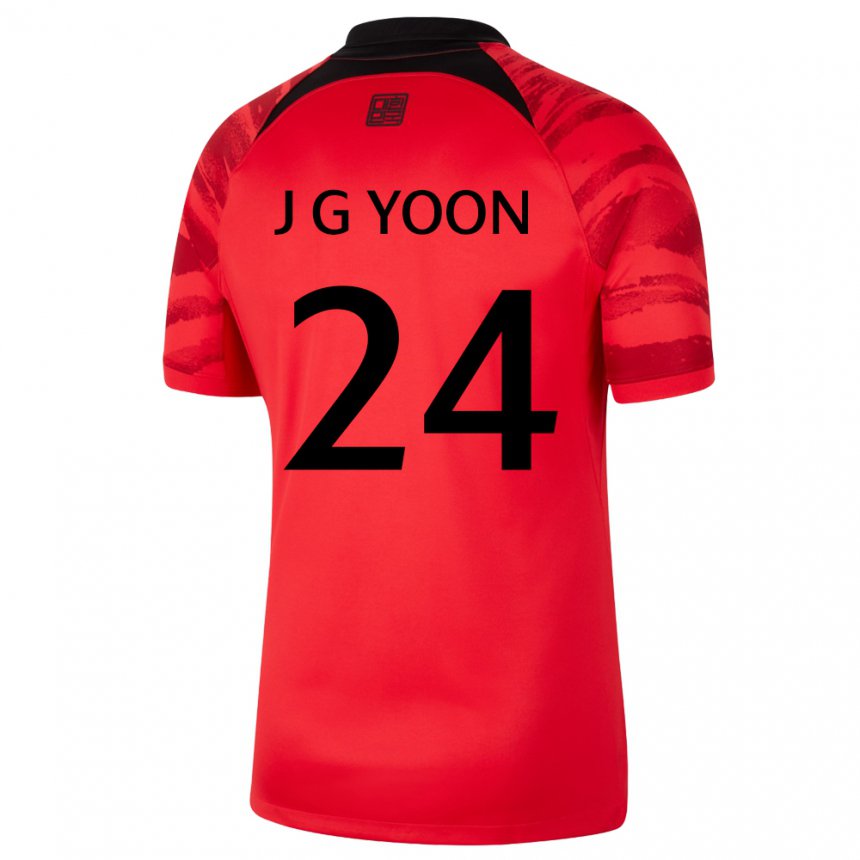 Damen Südkoreanische Jong-gyu Yoon #24 Rot Schwarz Heimtrikot Trikot 22-24 T-shirt