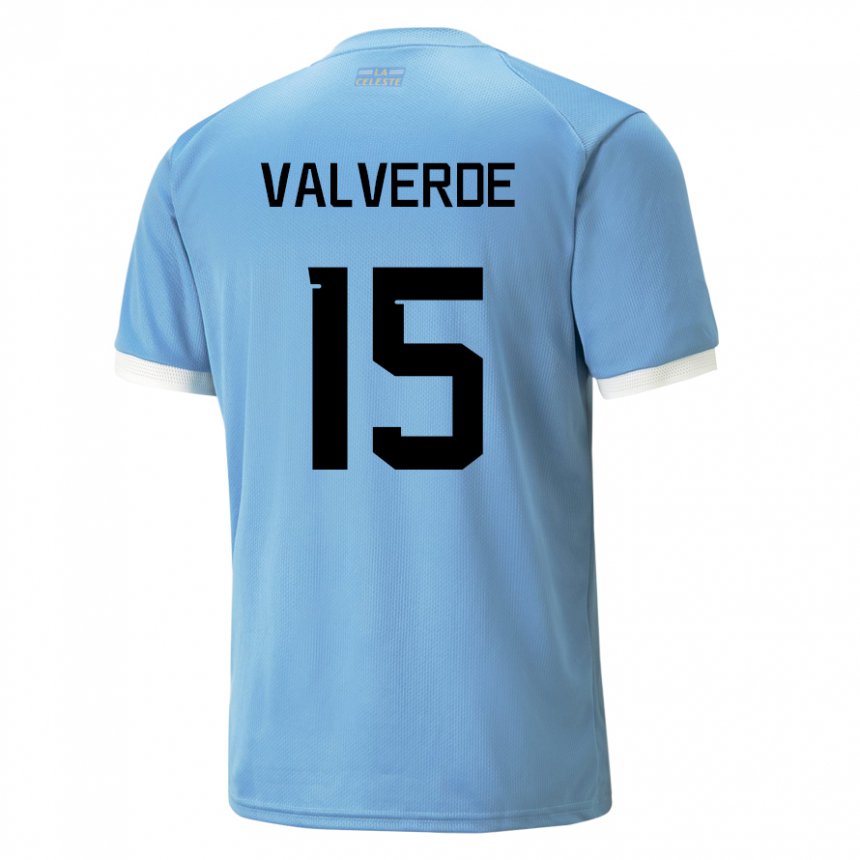 Damen Uruguayische Federico Valverde #15 Blau Heimtrikot Trikot 22-24 T-shirt