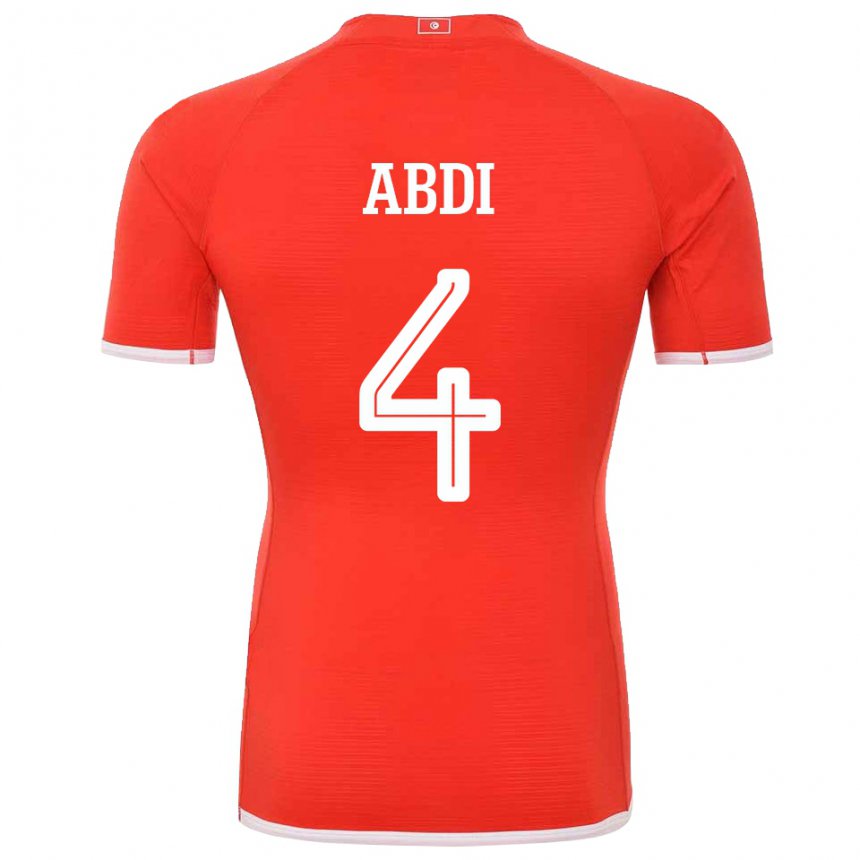 Damen Tunesische Ali Abdi #4 Rot Heimtrikot Trikot 22-24 T-shirt
