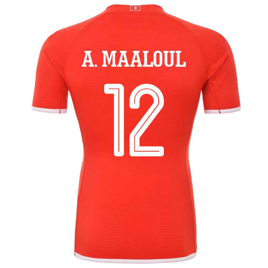 Damen Tunesische Ali Maaloul #12 Rot Heimtrikot Trikot 22-24 T-shirt
