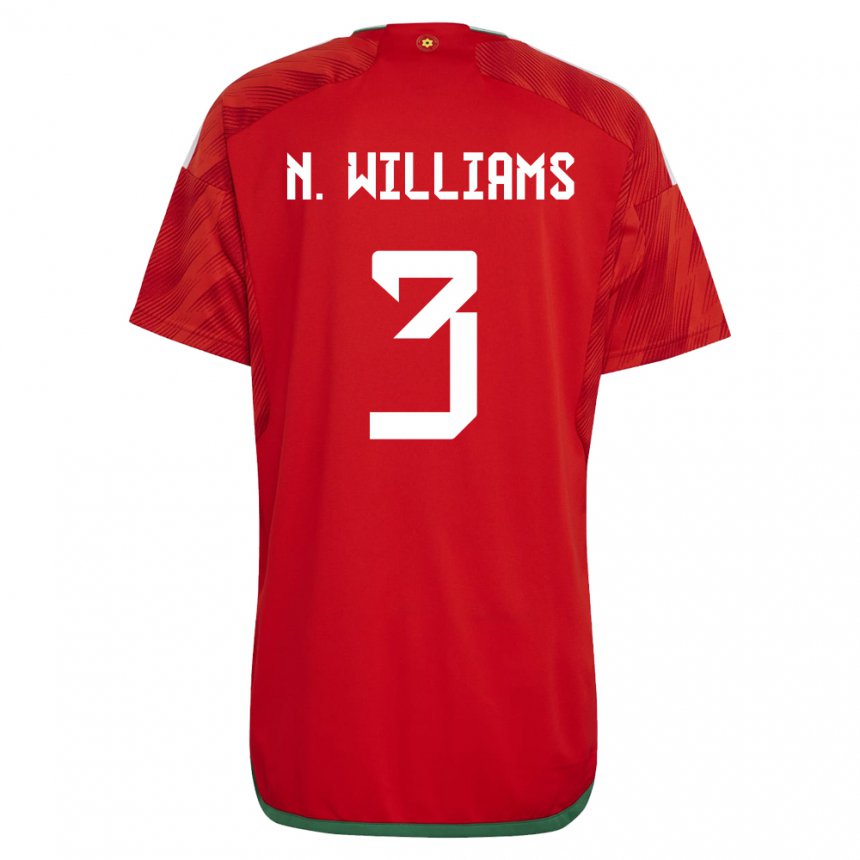 Damen Walisische Neco Williams #3 Rot Heimtrikot Trikot 22-24 T-shirt