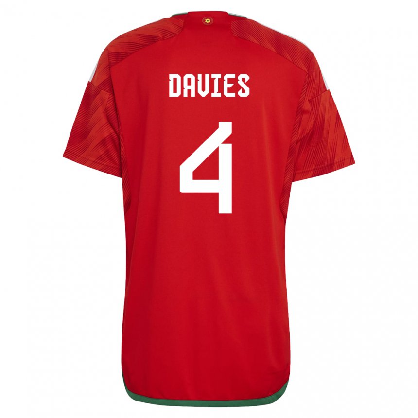 Damen Walisische Ben Davies #4 Rot Heimtrikot Trikot 22-24 T-shirt