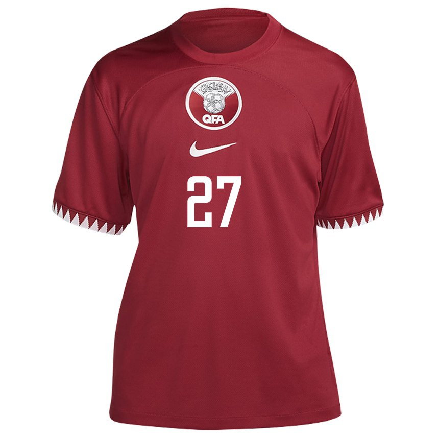 Damen Katarische Ahmed Suhail #27 Kastanienbraun Heimtrikot Trikot 22-24 T-shirt