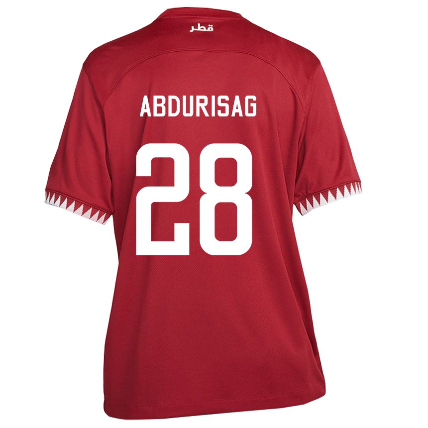 Damen Katarische Yusuf Abdurisag #28 Kastanienbraun Heimtrikot Trikot 22-24 T-shirt