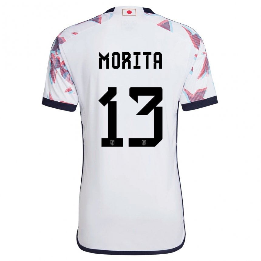 Damen Japanische Hidemasa Morita #13 Weiß Auswärtstrikot Trikot 22-24 T-shirt