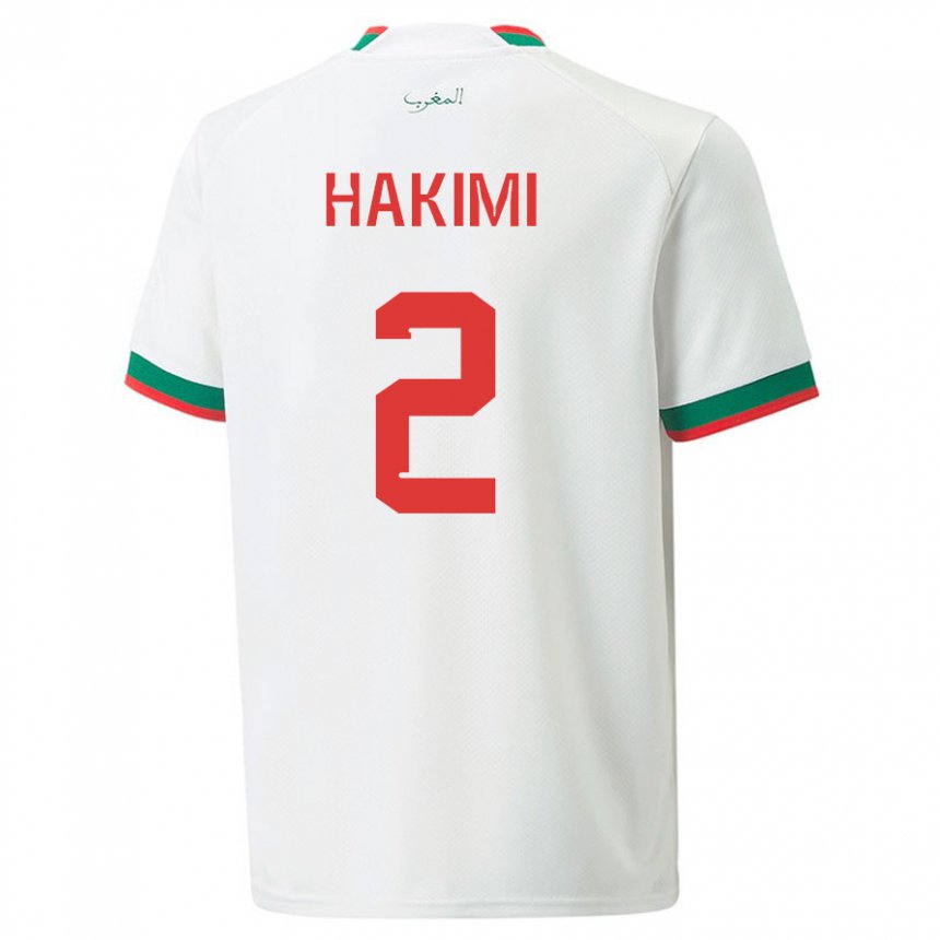 Damen Marokkanische Achraf Hakimi #2 Weiß Auswärtstrikot Trikot 22-24 T-shirt