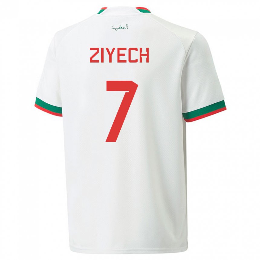 Damen Marokkanische Hakim Ziyech #7 Weiß Auswärtstrikot Trikot 22-24 T-shirt