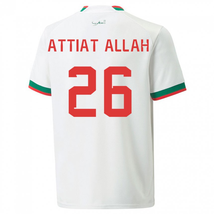 Damen Marokkanische Yahia Attiat-allah #26 Weiß Auswärtstrikot Trikot 22-24 T-shirt