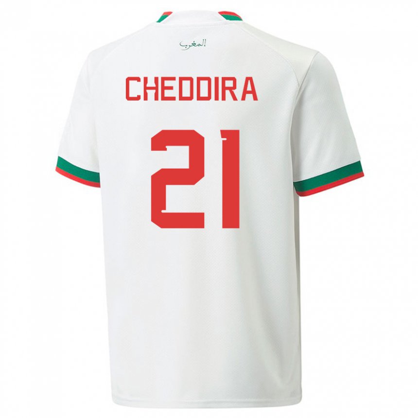 Damen Marokkanische Walid Cheddira #21 Weiß Auswärtstrikot Trikot 22-24 T-shirt