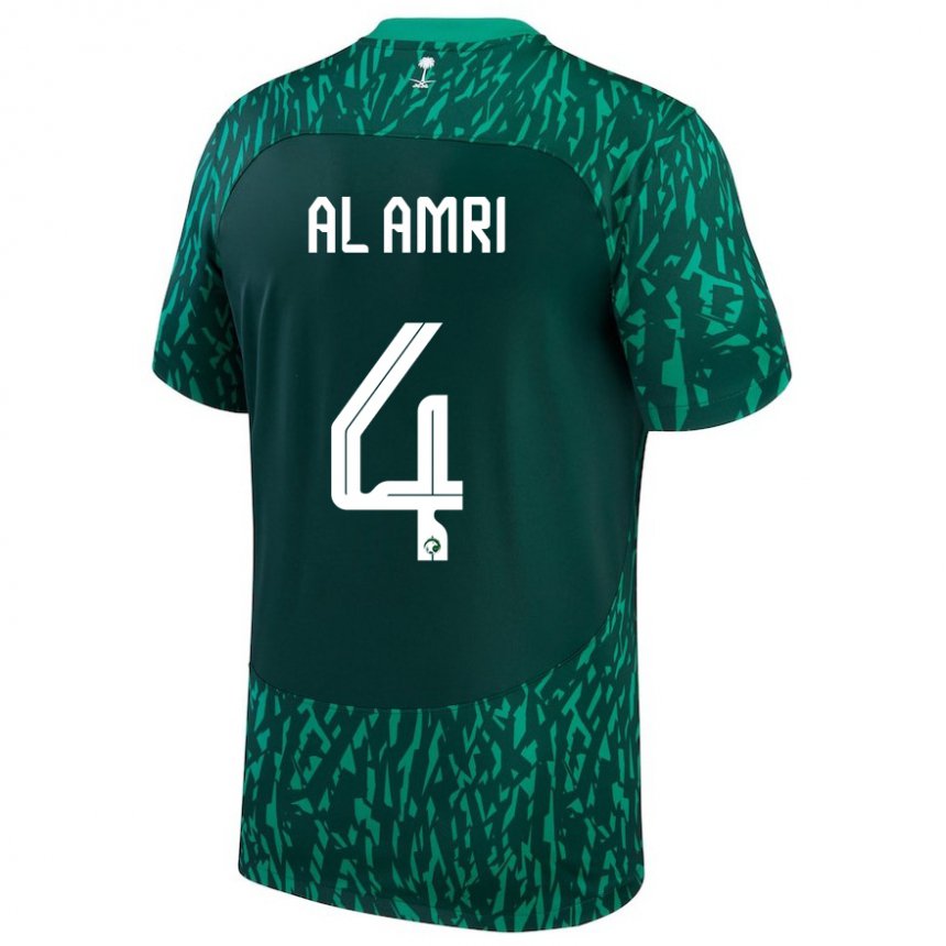 Damen Saudi-arabische Abdulelah Al Amri #4 Dunkelgrün Auswärtstrikot Trikot 22-24 T-shirt