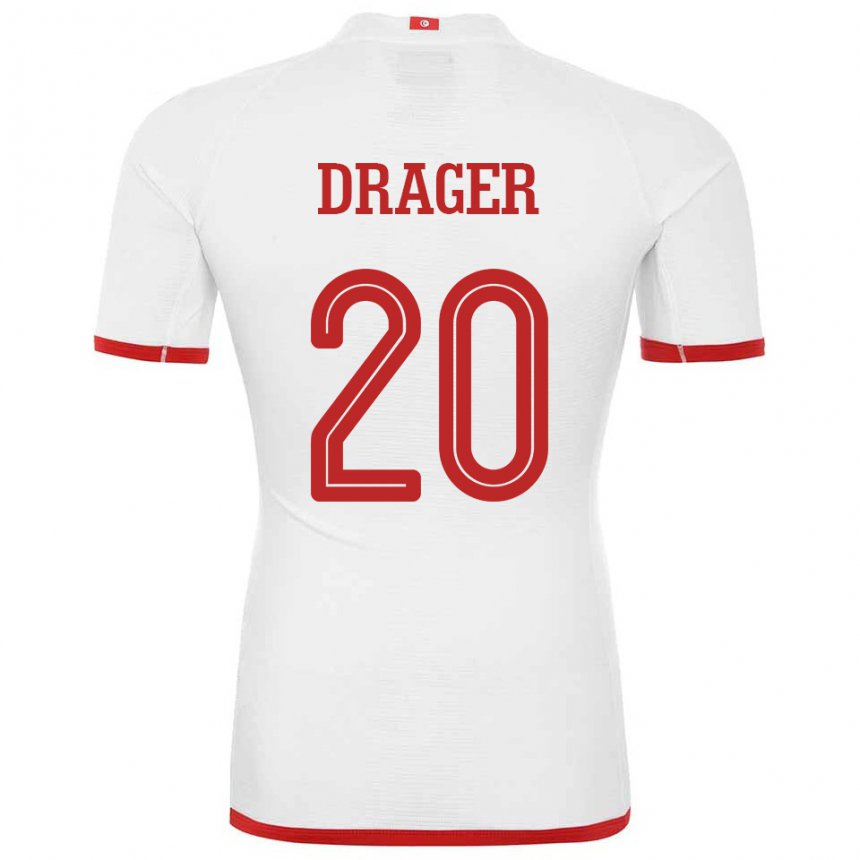 Damen Tunesische Mohamed Drager #20 Weiß Auswärtstrikot Trikot 22-24 T-shirt